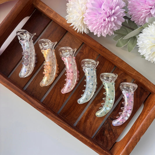 Bofeini Flower Dotted Banana Clip - Medium