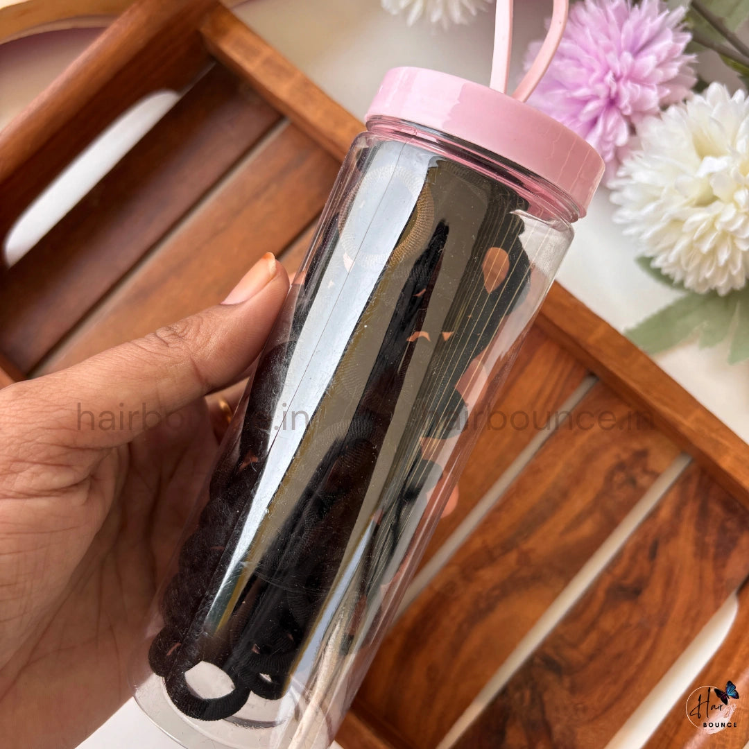 Hair Ties Jar – Soft No Damage Hair Bands for Women, Girls & Kids (Storage Bottle Pack)