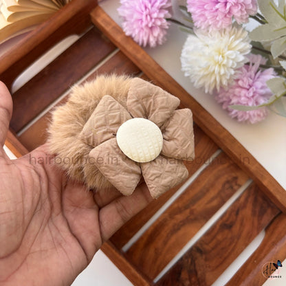 Petal Puff Fur Scrunchie | Soft Plush Floral Hair Scrunchie for Women & Girls