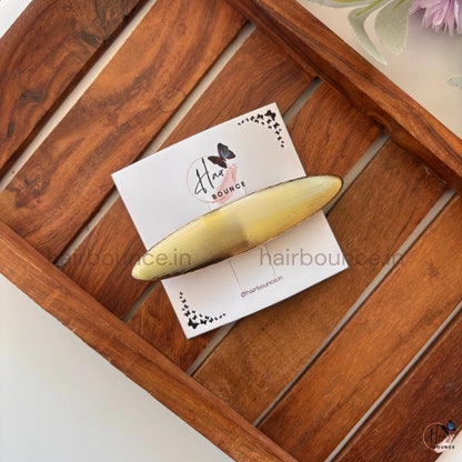 Celestia Micro-Rib Metallic Oval Barrette – Refined Luxe Collection