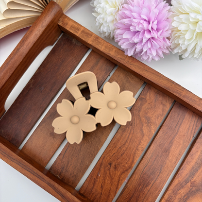 Dual Colour Twin Blossom Hair Claw - Large