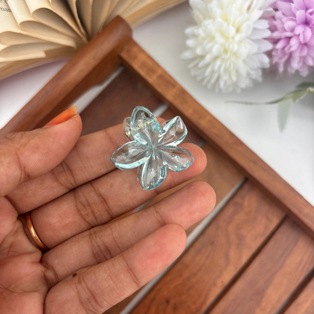 Mini Glassy Flower Hair Claw