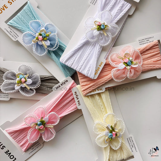 Pearl Blossom Newborn Baby Headband