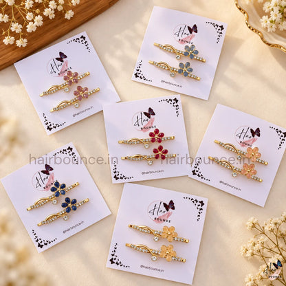 Crystal Flower Hair Pins – Pack of 2
