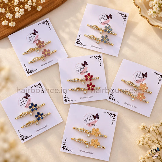 Crystal Flower Hair Pins – Pack of 2