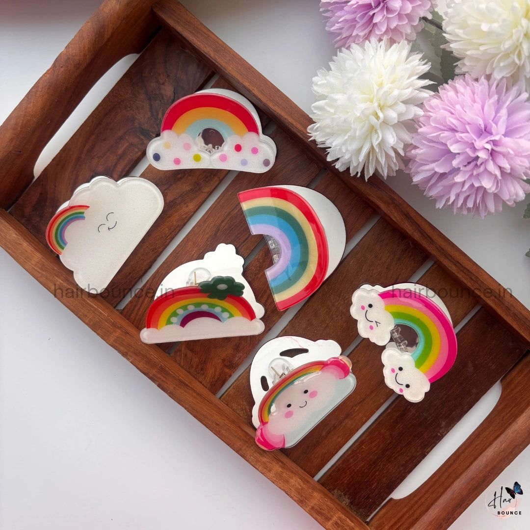Happy Rainbow Hair Claw - Medium