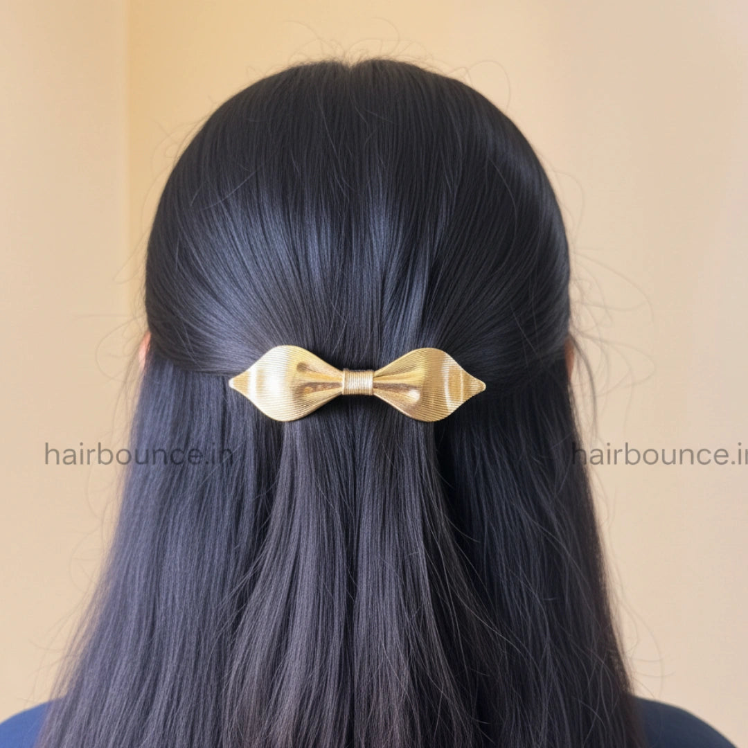 Sleek Luxe Metallic Bow Hair Clip – Minimal Glam Edition