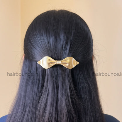 Sleek Luxe Metallic Bow Hair Clip – Minimal Glam Edition
