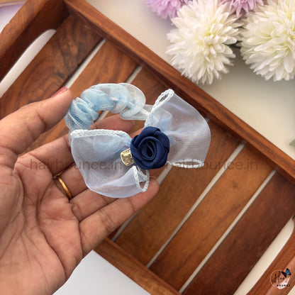 Rosette Bow Organza Scrunchie
