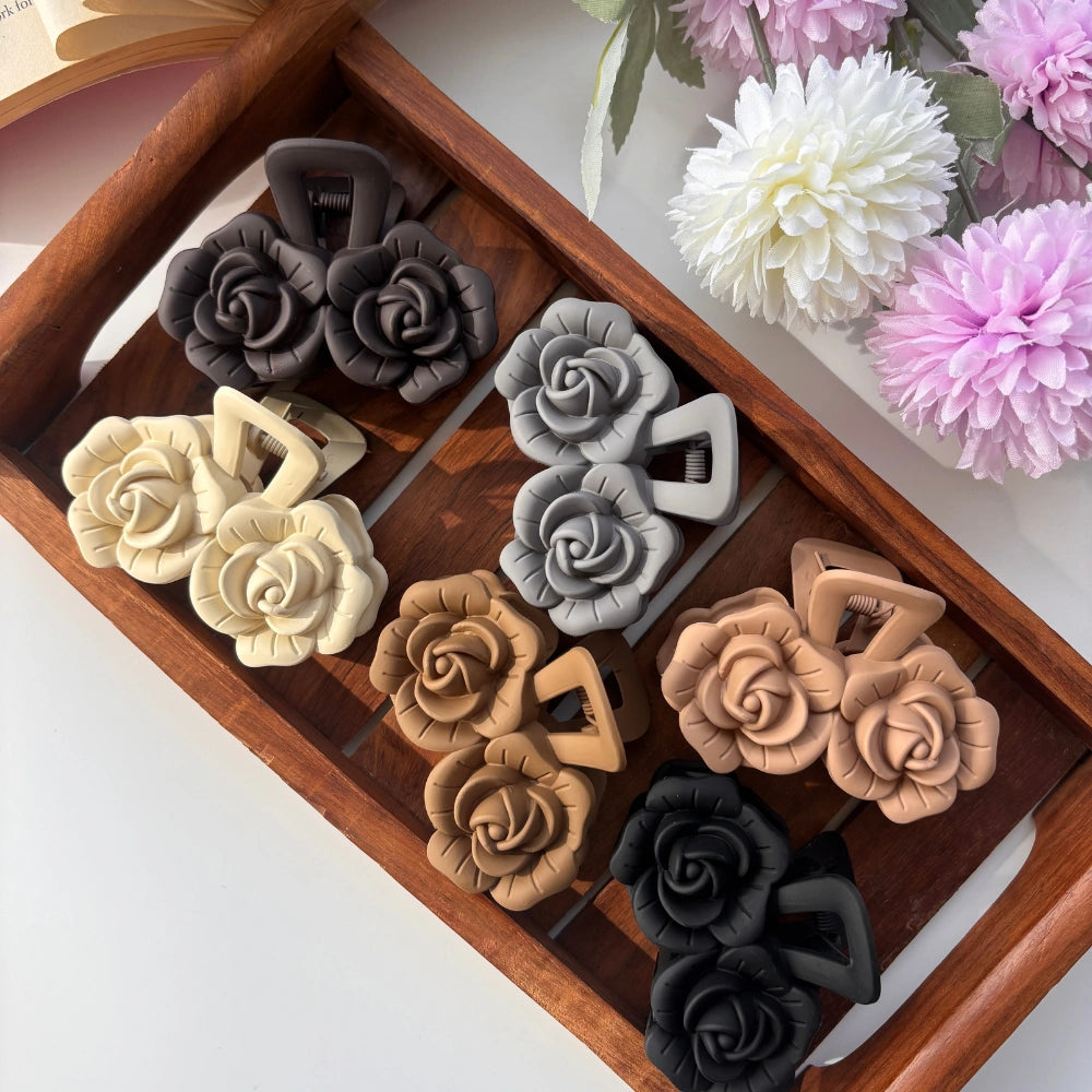Double Rose Sculpted Hair Claw – Large