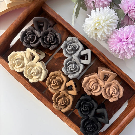Double Rose Sculpted Hair Claw – Large