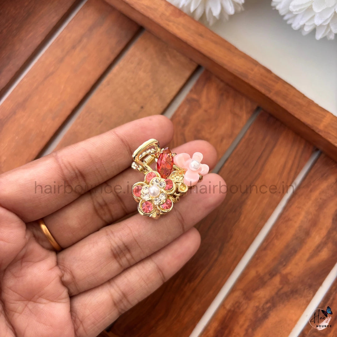 Crystal Pearl Garden Hair Claw – Small