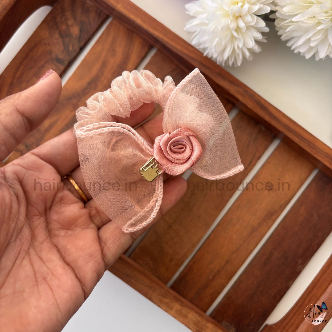 Rosette Bow Organza Scrunchie