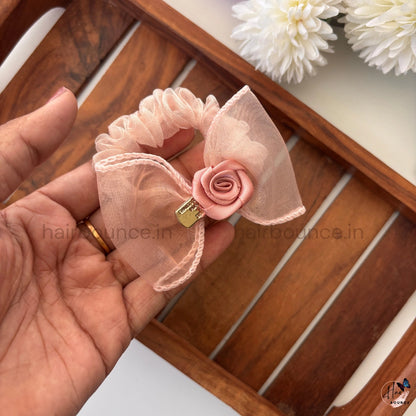 Rosette Bow Organza Scrunchie