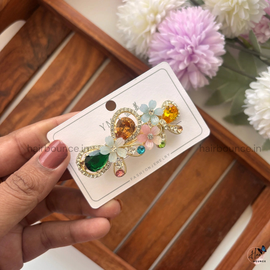 Blossom Bow Crystal Hair Clip