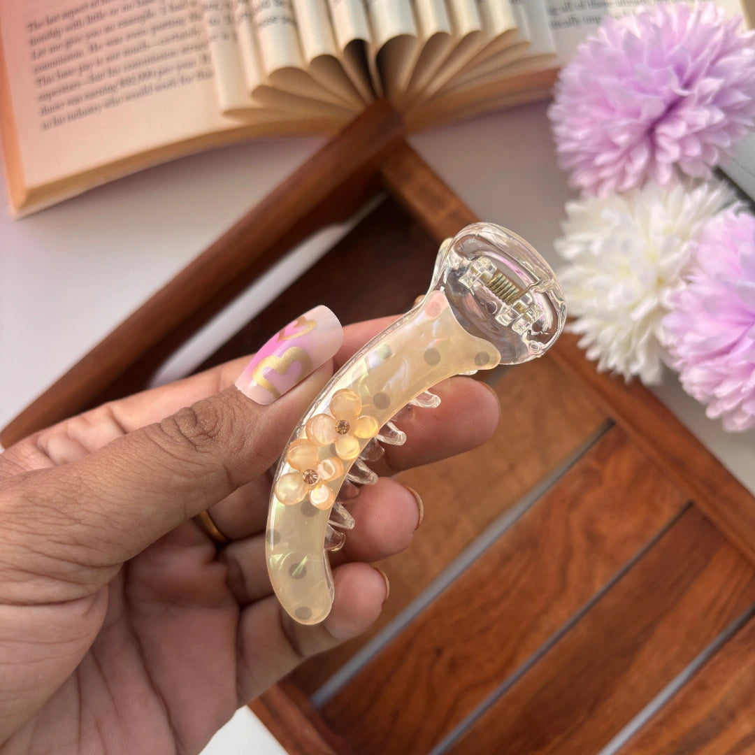 Bofeini Flower Dotted Banana Clip - Medium