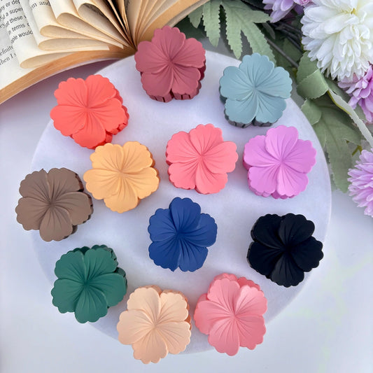Light Shades Matte Hibiscus Flower Hair Claw - Small