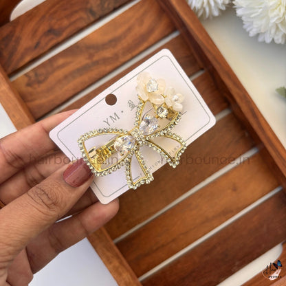 Crystal Bow Blossom Hair Clip