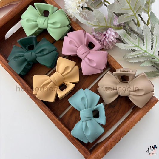 Colourful Matte Finish Bow Hair Claw - Large