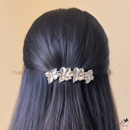 Aurora Petal Metallic Floral Barrette – Luxe Edge Collection