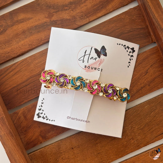 Multicolor Swirl Kundan Hair Clip