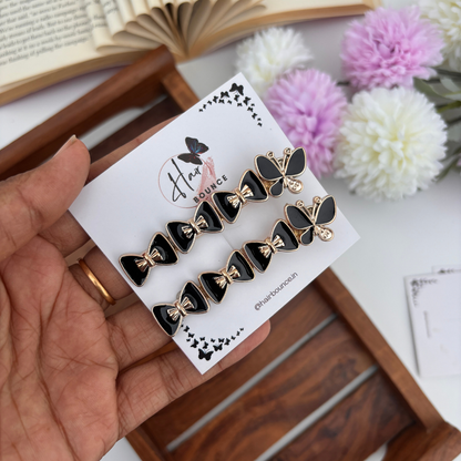 Chic Black & Gold Statement Alligator Clip Set