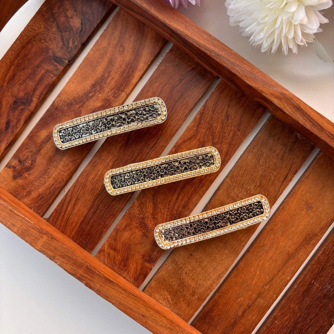 Antique Crystal Border Hair Clip