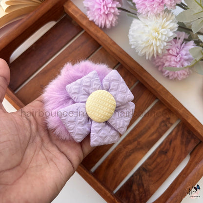 Petal Puff Fur Scrunchie | Soft Plush Floral Hair Scrunchie for Women & Girls