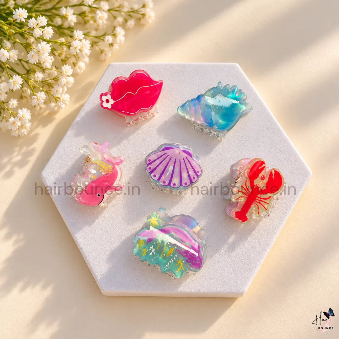 Seaside Treasures Mini Hair Claw Clips – Pack of 6