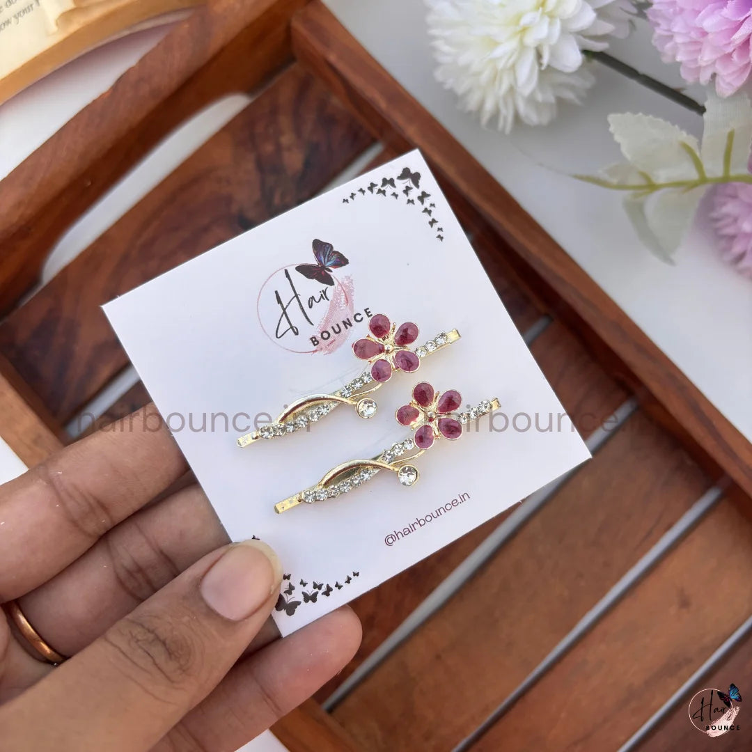 Crystal Flower Hair Pins – Pack of 2