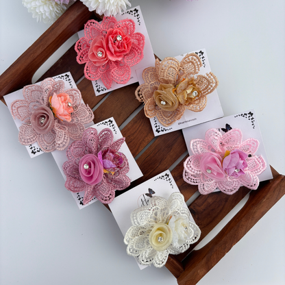 Vintage Lace Rose Clip
