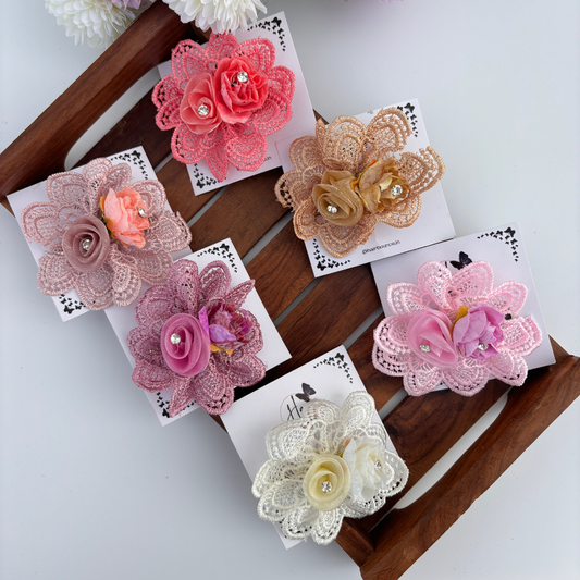 Vintage Lace Rose Clip