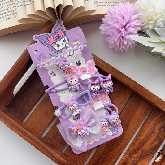 Purple Mischief Kitty Hair Accessory Set – 8 Pcs