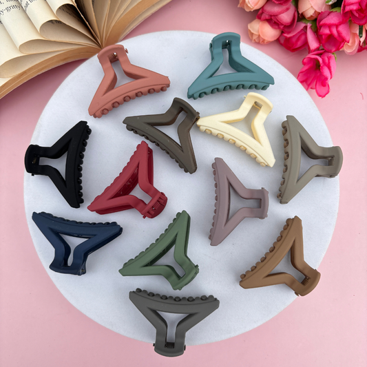 Colourful Dark Shades Triangle Hair Claw - Pack of 2 / Assorted Colours