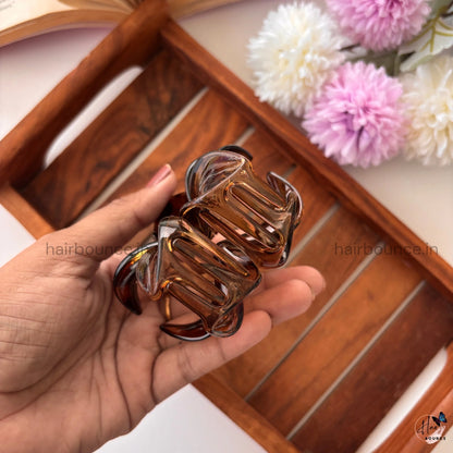 Dark Shade Glassy Flower Hair Claw - Large