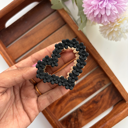 Dual Colour Flower Heart Hair Claw - Medium