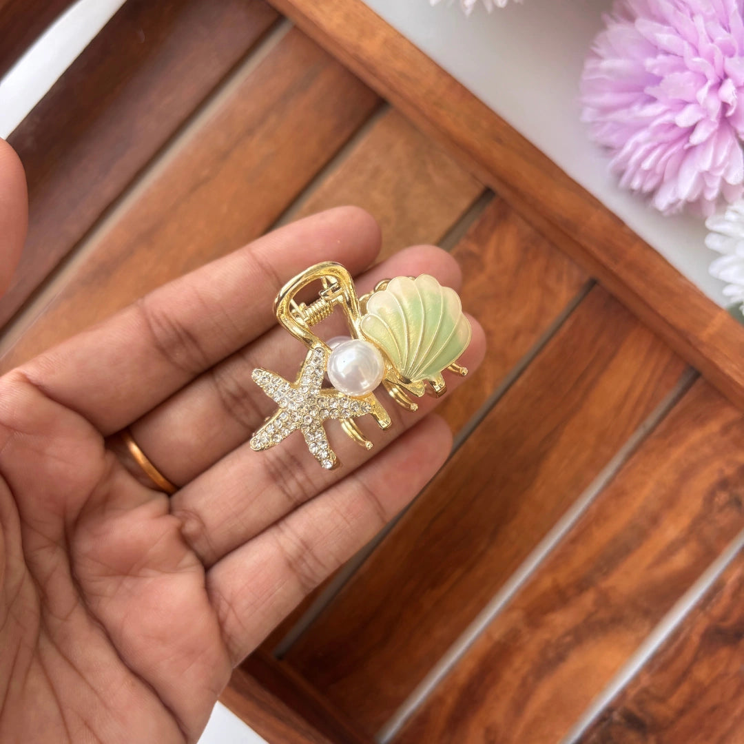 Ocean Pearl Premium Metal Hair Claw - Medium