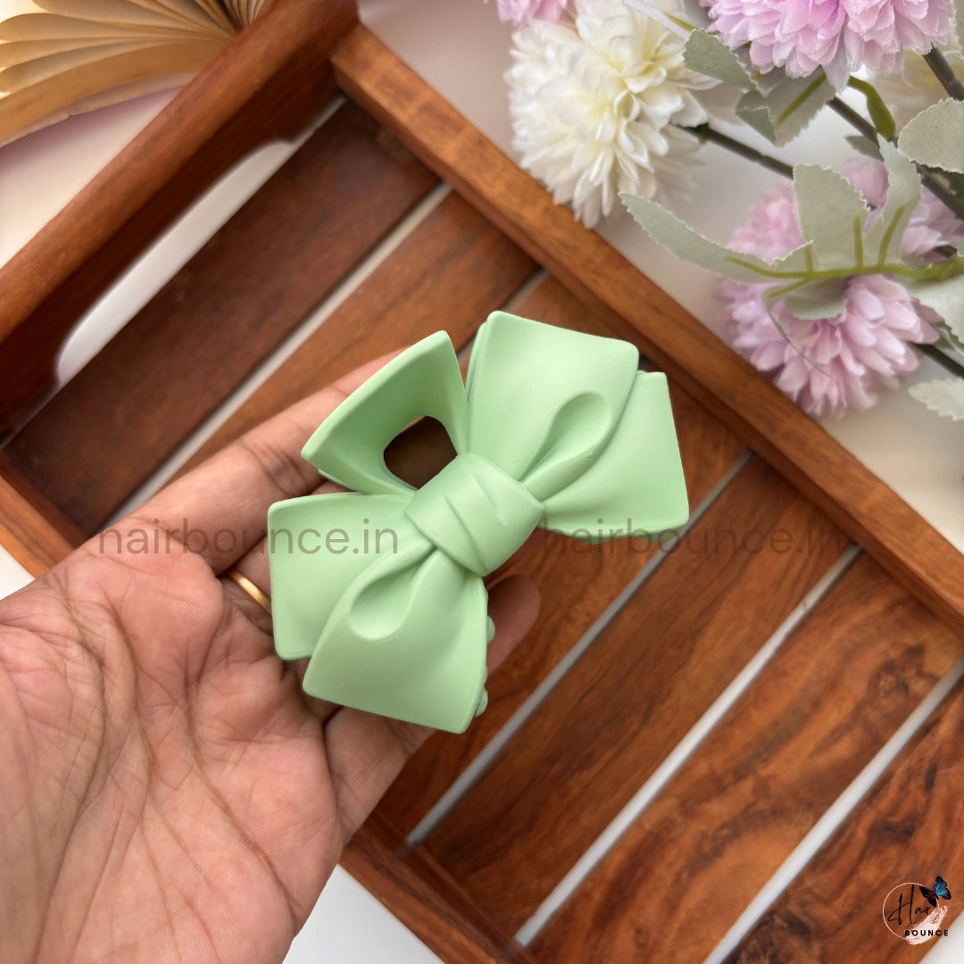 Colourful Matte Finish Bow Hair Claw - Large