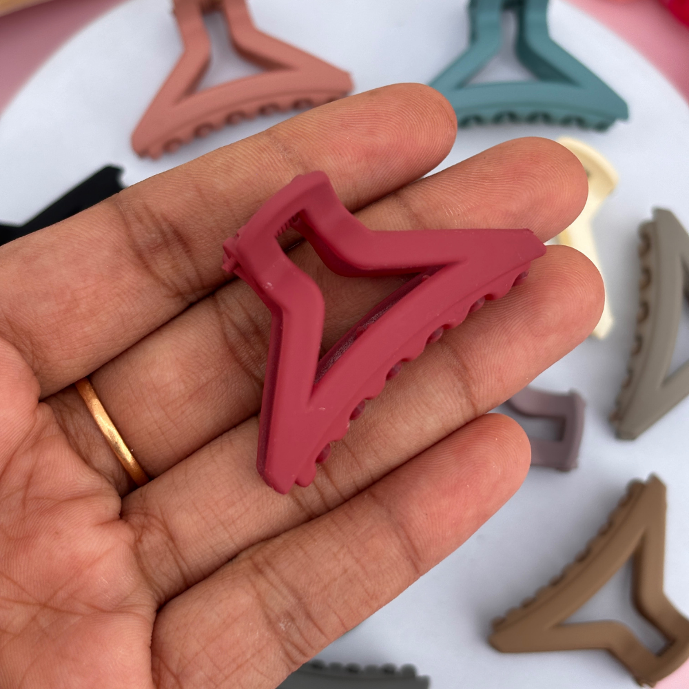 Colourful Dark Shades Triangle Hair Claw - Pack of 2 / Assorted Colours