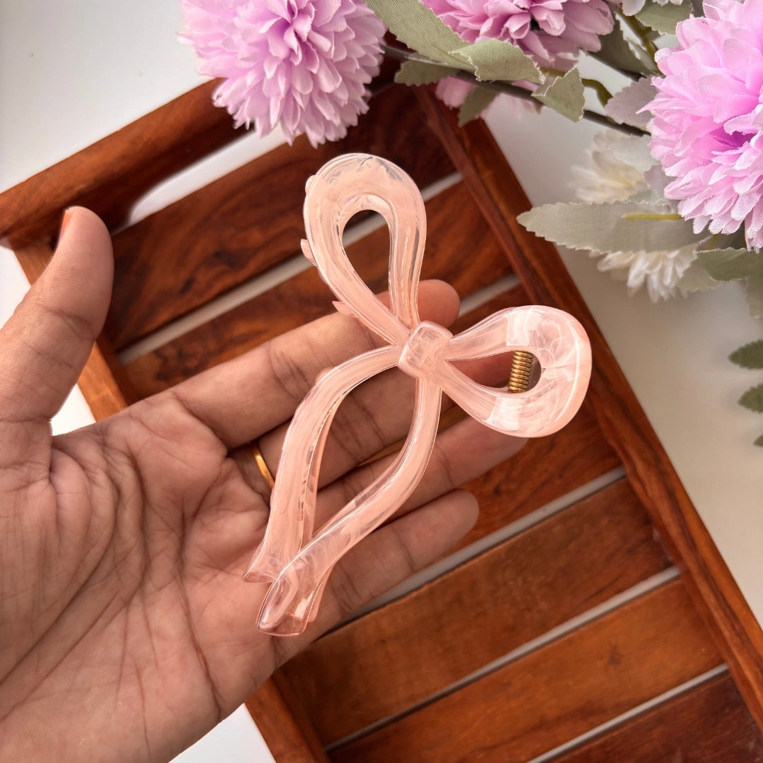Pastel Shade Bow Hair Claw - Large