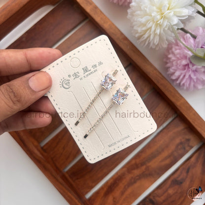 Minimal Crystal Square Hair Pins Set