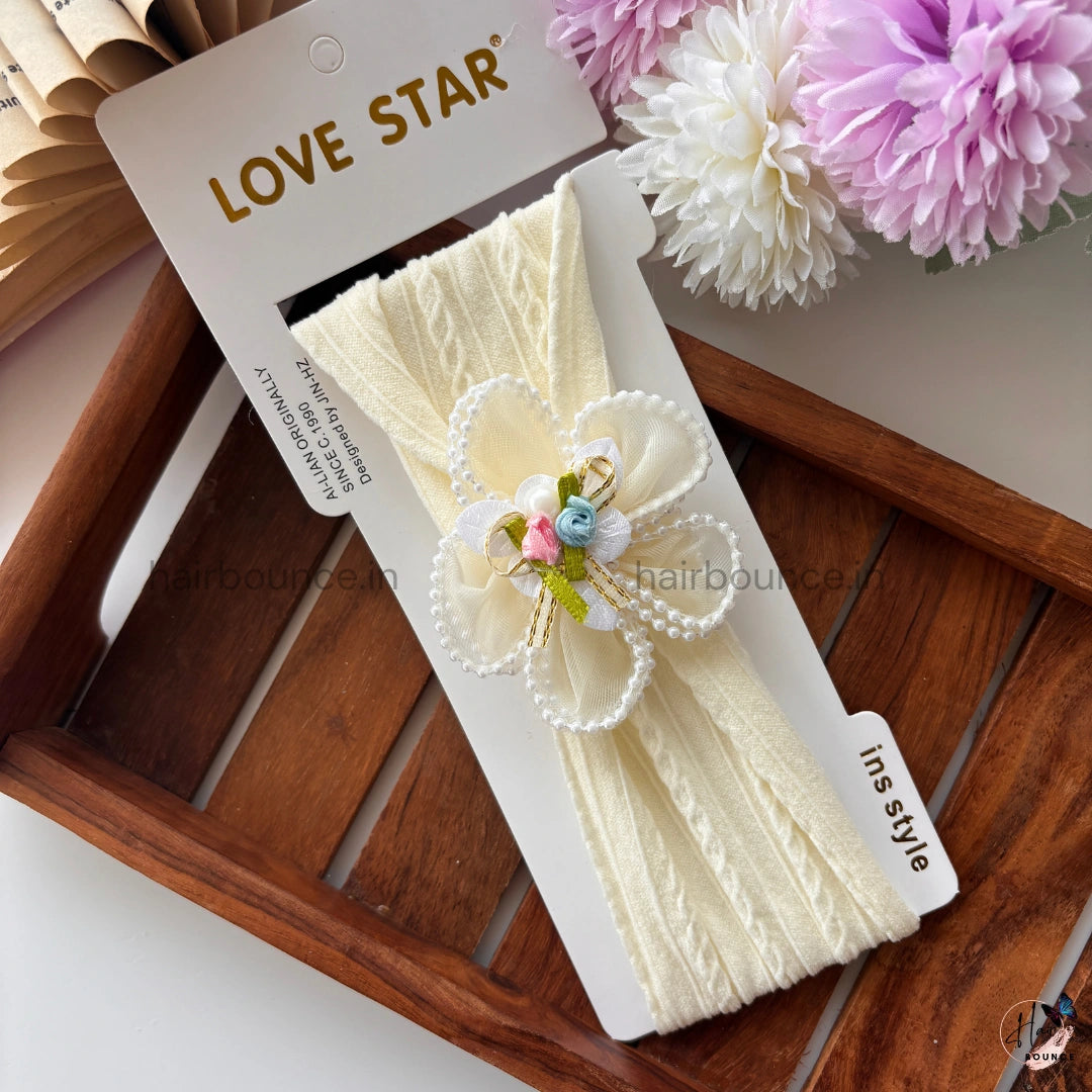 Pearl Blossom Newborn Baby Headband