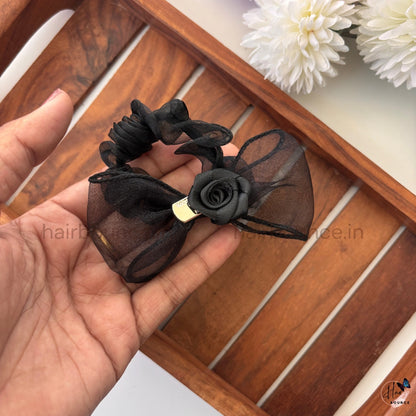 Rosette Bow Organza Scrunchie