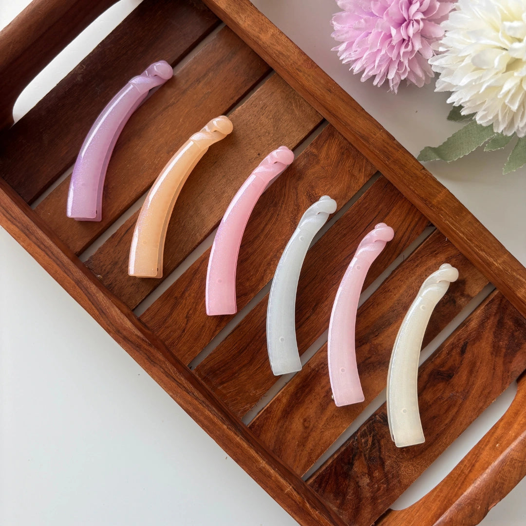 Glossy Pastel Curve Banana Clip - Medium