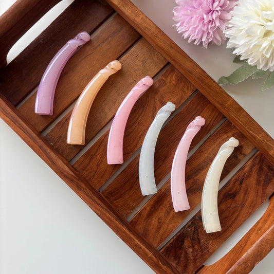 Glossy Pastel Curve Banana Clip - Medium