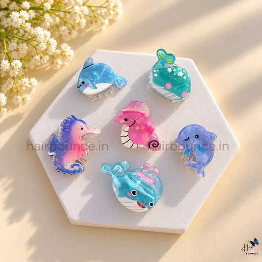 Ocean Friends Mini Hair Claw Clips – Pack of 6