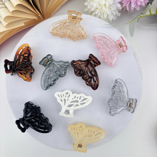 Glossy Lined Butterfly Hair Claw - Small