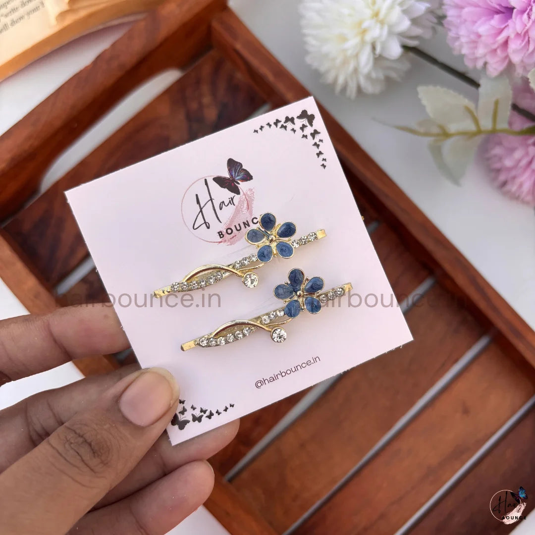 Crystal Flower Hair Pins – Pack of 2