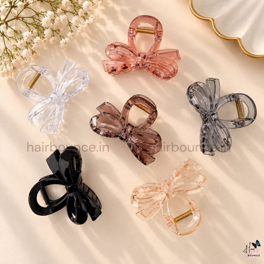 Transparent Bow Hair Claw Clip – Medium