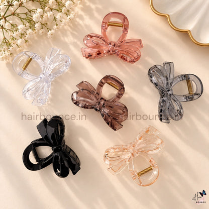 Transparent Bow Hair Claw Clip – Medium